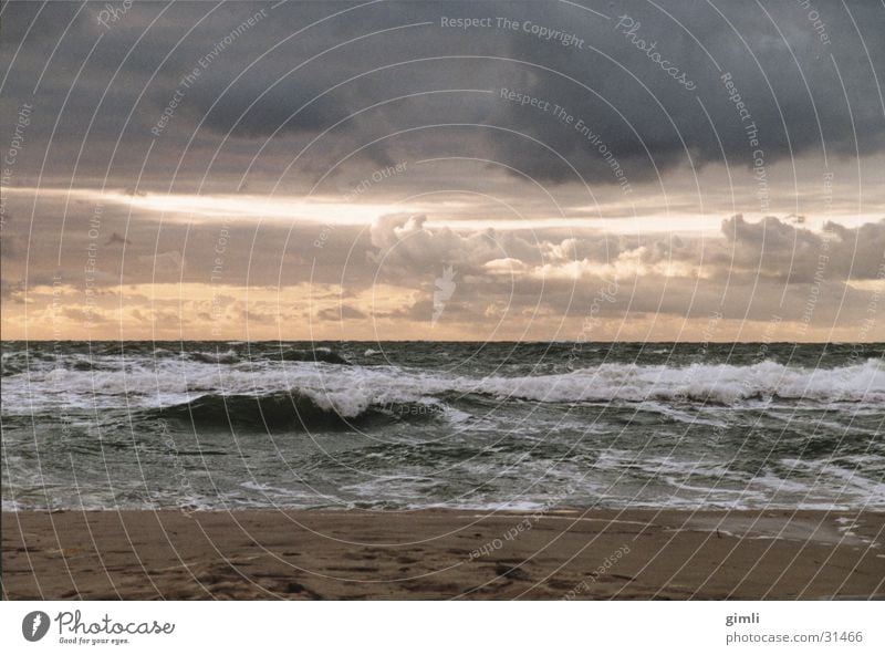 Stormy Baltic Sea Coast Clouds Ocean Twilight Waves Gale