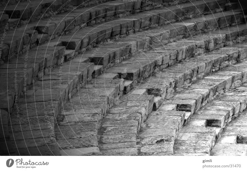 theatre corridor Greece Cyprus Diagonal Architecture Black & white photo Stone Image editing Theatre