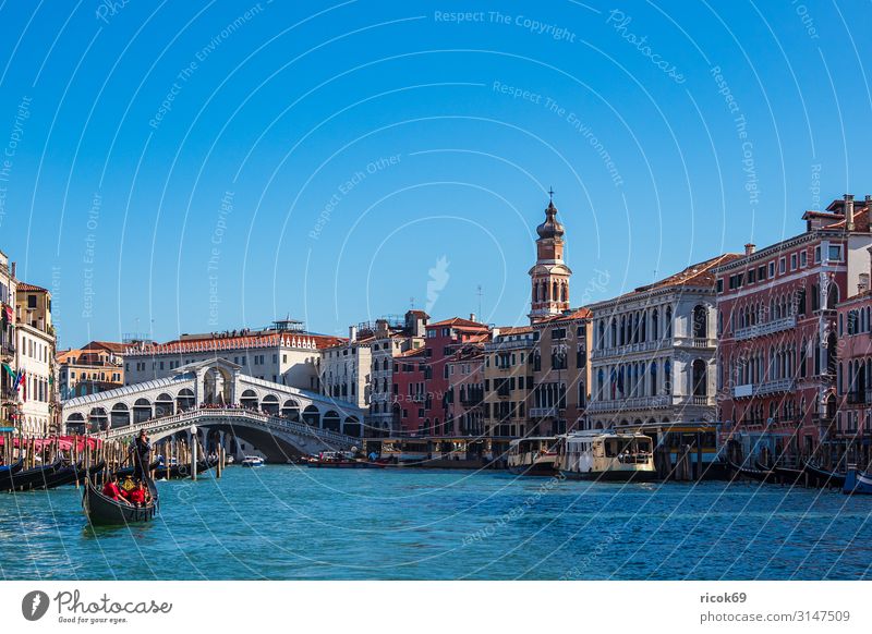 View of the Rialto Bridge in Venice, Italy Relaxation Vacation & Travel Tourism House (Residential Structure) Water Clouds Town Old town Tower