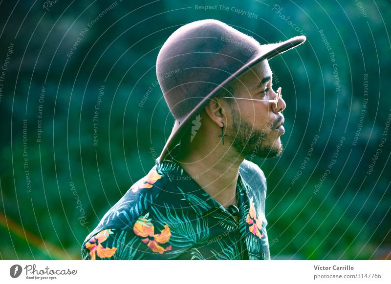 A young Boho boy with a hat Lifestyle Joy Happy Beautiful Relaxation Tourism Summer Beach Woman Adults Friendship Youth (Young adults) Happiness Together