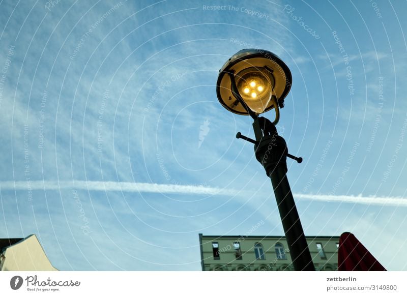 Old lantern Lantern Street lighting Gas lamp Ancient Historic Light Lighting Worm's-eye view Berlin Town Deserted Living or residing Residential area Sky Heaven