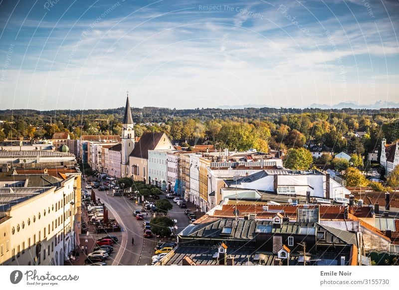 Mühldorf on the Inn from above mill village Germany Small Town Downtown Old town Church Marketplace Architecture Street Vacation & Travel Colour photo