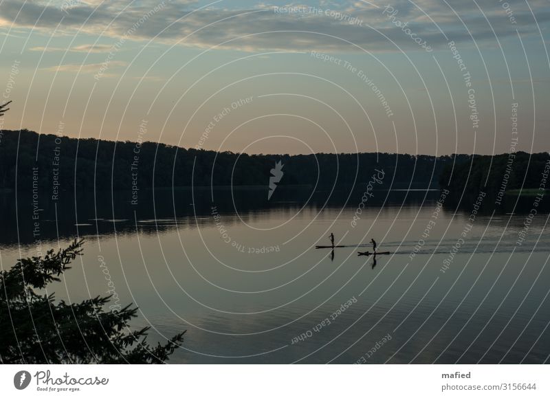 Get Up, Stand Up Athletic Fitness Summer Summer vacation Aquatics Stand up paddling Human being 2 Water Sky Beautiful weather Lakeside Sports Hip & trendy