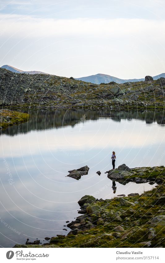 Fenestre lake in the southern French Alps Sightseeing Mountain Hiking Environment Nature Landscape Water Sky Clouds Summer Grass Lake Tall Beautiful Joy