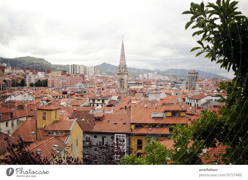 Above the roofs of Bilbao Shopping Vacation & Travel Tourism Sightseeing City trip Nature Clouds Autumn Bad weather Tree Bushes Mountain Spain Town Downtown