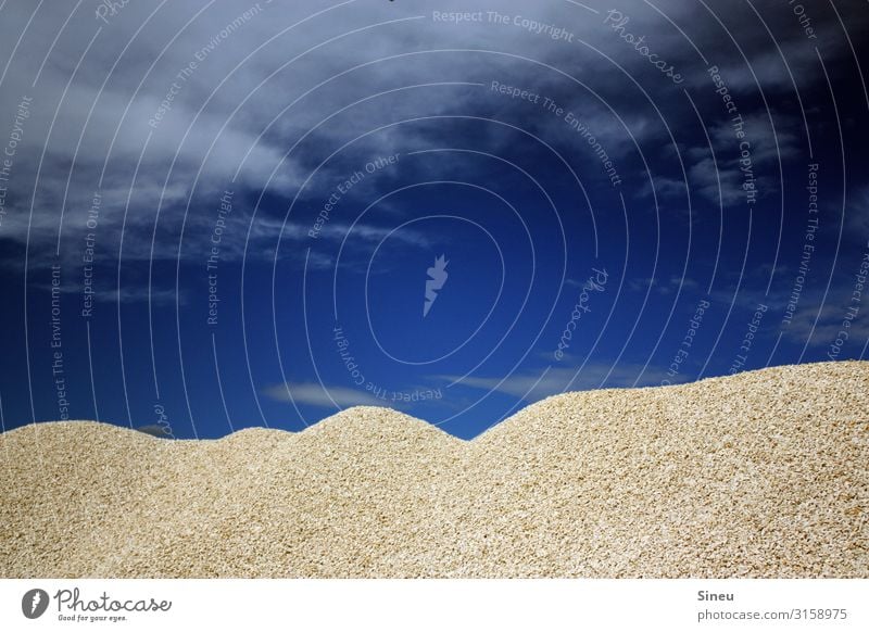 Sky over gravel Environment Elements Earth Sand Clouds Summer Beautiful weather Gravel pit Bright Dry Blue White Calm Bizarre Loneliness Uniqueness