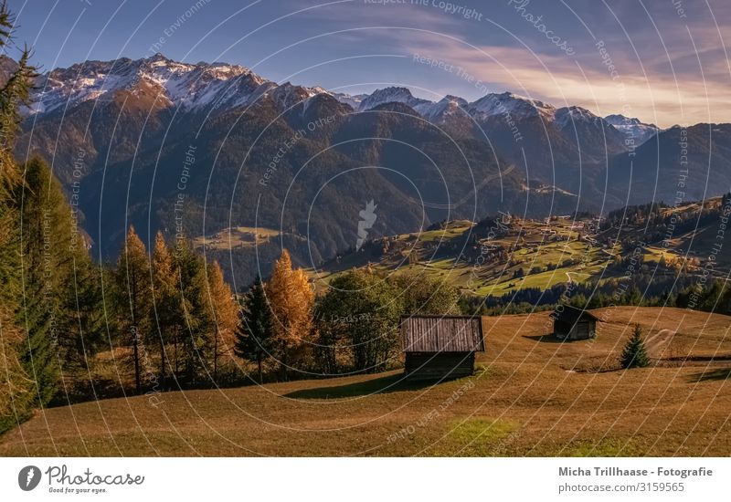 Austrian Alps in autumn Vacation & Travel Tourism Mountain Hiking Nature Landscape Sky Clouds Autumn Snow Peak Snowcapped peak Fiss Hut Relaxation Natural Blue