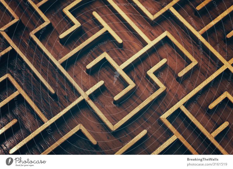 Wooden brown labyrinth maze puzzle close up Leisure and hobbies Playing Children's game Logistics Business Toys Think Brown Creativity Labyrinth Maze elevated