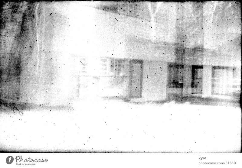 Photo experiment 1 Unclear Building Facade Window Scratch mark Overexposure Edge Negative Photo laboratory Experimental Invisible Bright