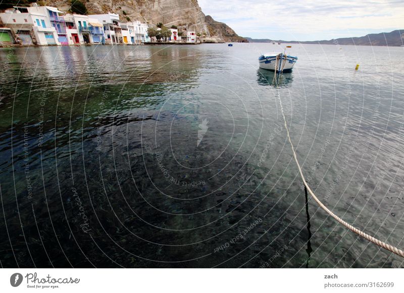 Living by the water Landscape Hill Rock Coast Ocean Mediterranean sea Aegean Sea Island Cyclades Milos Greece Village Fishing village Old town Deserted