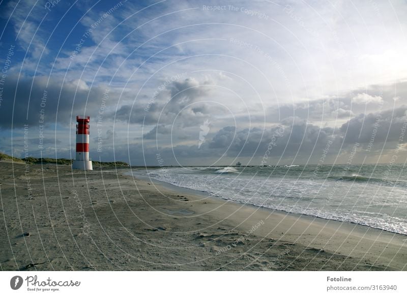 Dune Helgoland Environment Nature Landscape Elements Earth Sand Water Sky Clouds Beautiful weather Waves Coast Beach North Sea Ocean Island Bright Maritime Wet