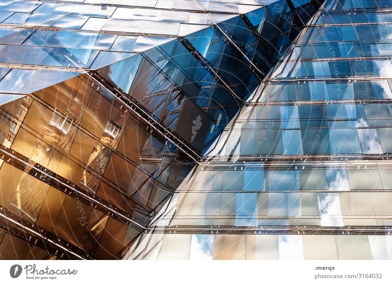 Futuristic facade Facade Reflection Architecture Sharp-edged Building Futurism Modern Glass Window,