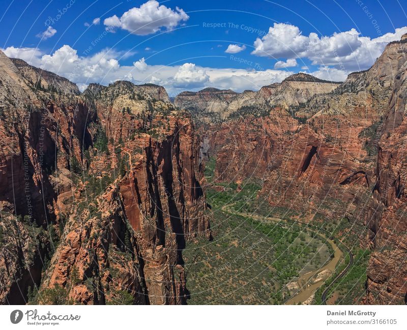 Park View from on top of the Mountain Peak Nature Landscape Earth Spring Beautiful weather Plant Tree Grass Foliage plant Fitness Hiking Natural Blue Brown