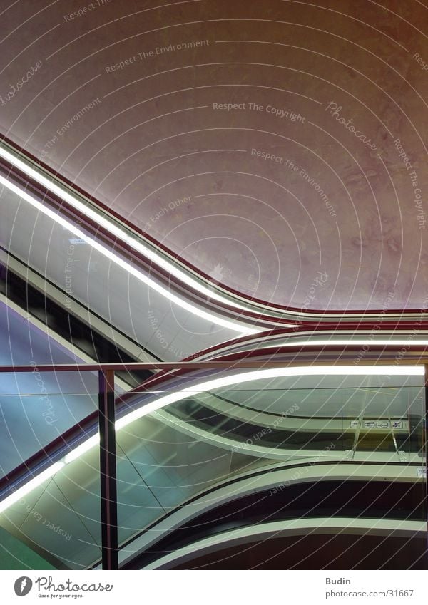 up and down Escalator Neon light Architecture Stairs Handrail