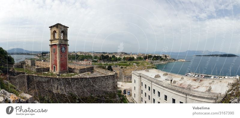 Bell tower of the old fortress in Corfu town Corfu City ancient fortress Manmade structures Fortress Greece Kerkyra Tower Tower clock Clock clock tower Landmark