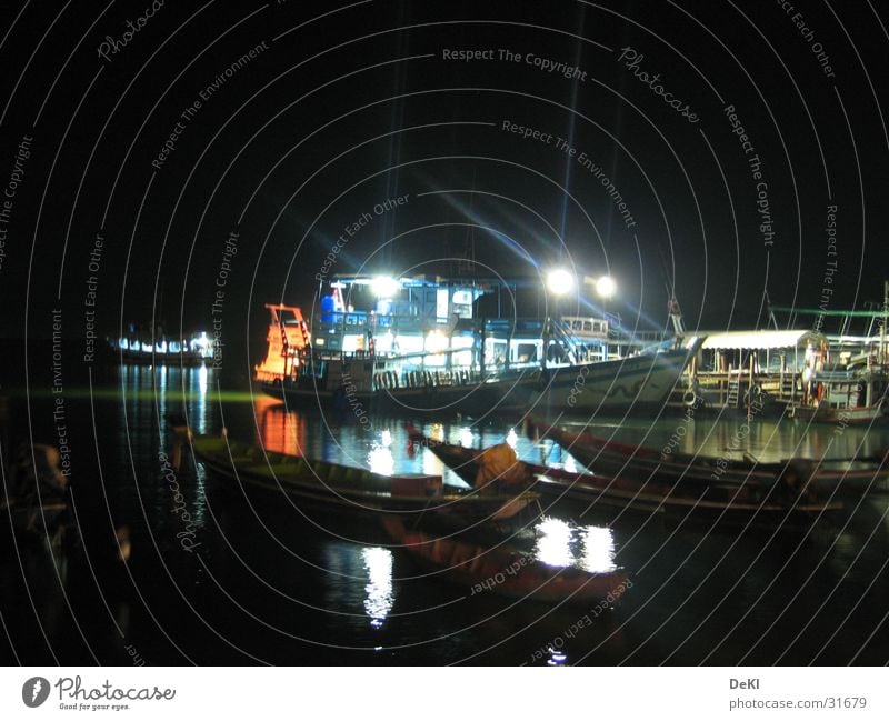 At night at the pier Ferry Night Jetty Drop anchor Watercraft Navigation Floodlight