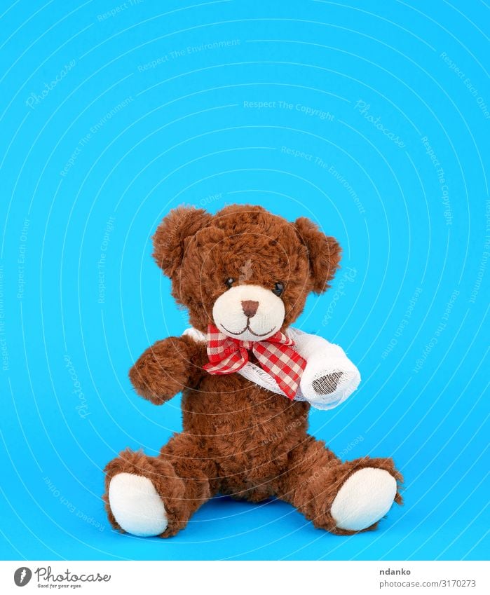 teddy bear with rewound white bandage paw Joy Medical treatment Illness Medication Child Hospital Infancy Arm Band Animal Paw Toys Doll Teddy bear Sit Small