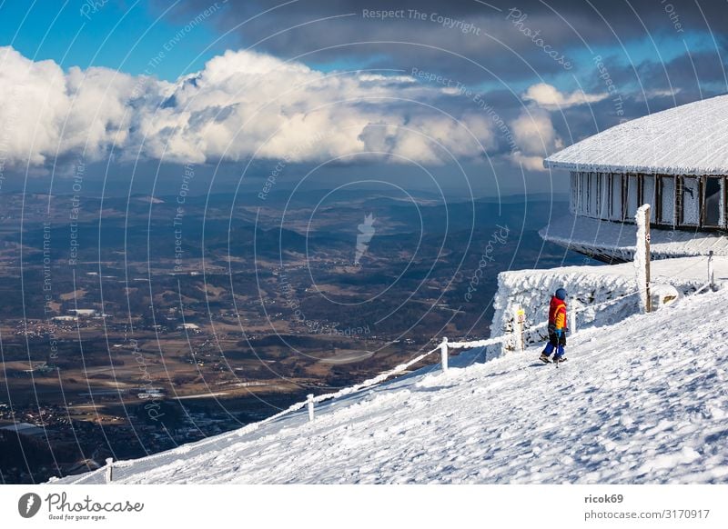 View from the Schneekoppe in the Giant Mountains in Czech Republic Relaxation Vacation & Travel Tourism Winter Winter vacation Hiking