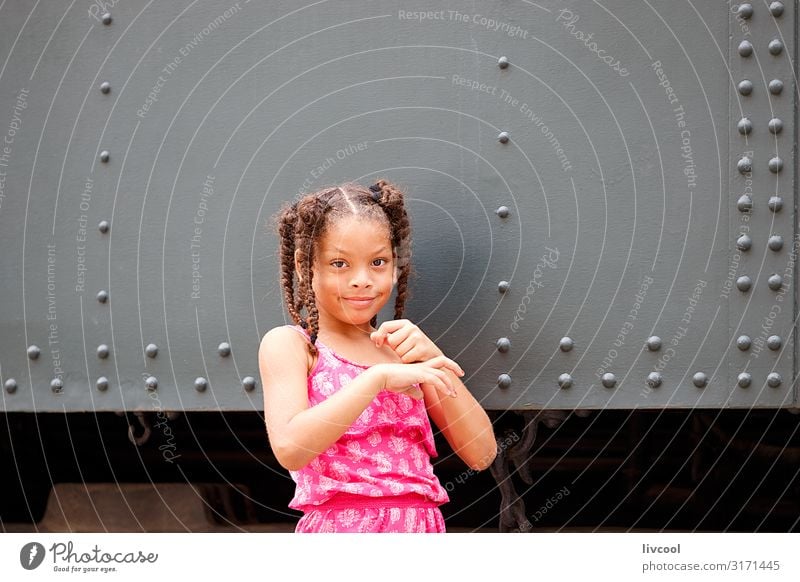 girl with braids playing in havana - cuba Lifestyle Style Beautiful Playing Vacation & Travel Trip Island Child Human being Infancy Street Braids To enjoy