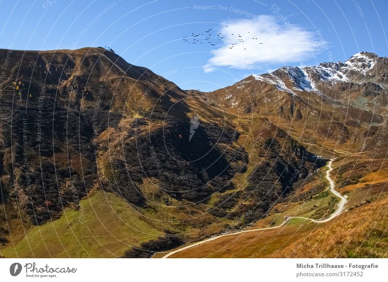 Mountains and valleys in the Austrian Alps Vacation & Travel Tourism Snow Nature Landscape Sky Clouds Sunlight Autumn Beautiful weather Peak Snowcapped peak