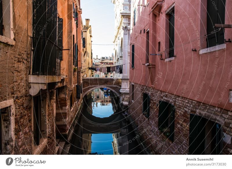 small bridge between palazzi in Venice with reflection Vacation & Travel Tourism Sightseeing City trip Cruise Island Architecture Town Port City Downtown