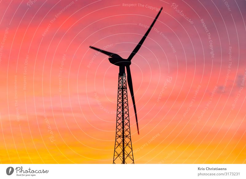 Wind turbine at sunrise Energy industry Renewable energy Wind energy plant Energy crisis Climate Climate change Metal Steel Colour Power Future wind turbine