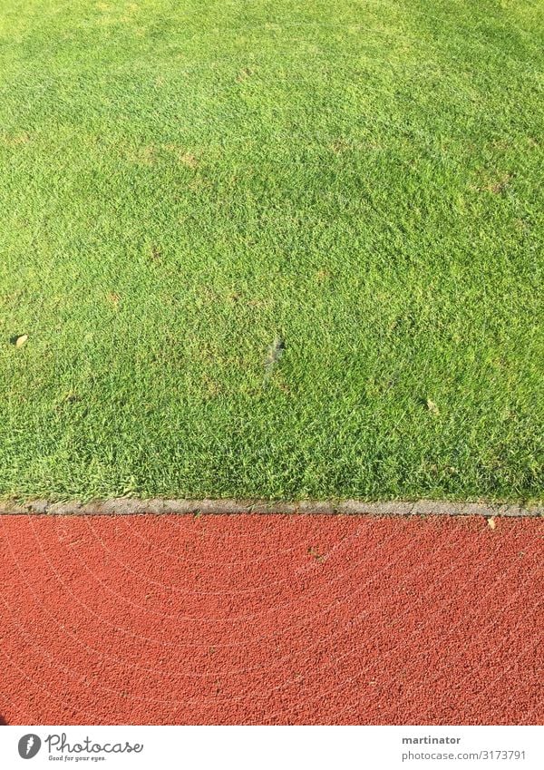 sports ground detail Sports Ball sports Track and Field Jogging Football pitch Stadium Walking running stadium Lawn Meadow Town Modern Green Red Clarity