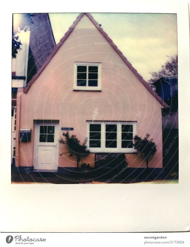 kind of eccentric. Living or residing Flat (apartment) Dream house Sky Plant Bushes Schleswig Small Town Facade Window Door Mailbox Pink Colour Symmetry Dark