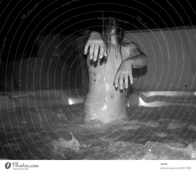 The creeps in the pool Swimming pool Hand Bubbling Child Dark Creepy Horror film Panic Night Whirlpool Fingers Gesture Threat Approach Zombie Human being Fear