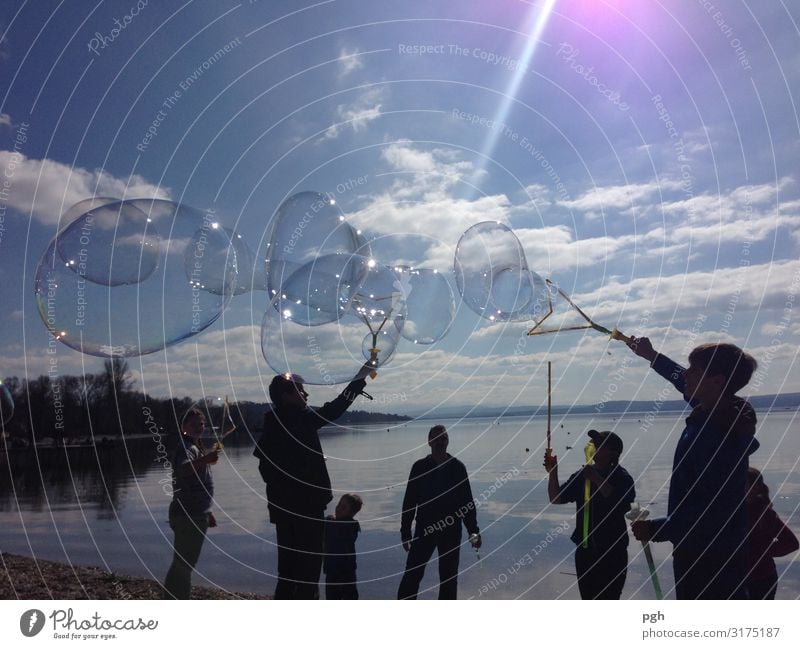 Soap bubbles at the Ammersee Human being Family & Relations Friendship Youth (Young adults) Art Artist Stage play Theatre Culture Event Shows Environment Nature