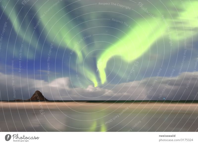 Aurora borealis-North Polar lights-Bleik beach. Andoya-Norway-50 Beach Ocean Environment Nature Landscape Elements Sand Air Water Earth Sky Clouds Night sky