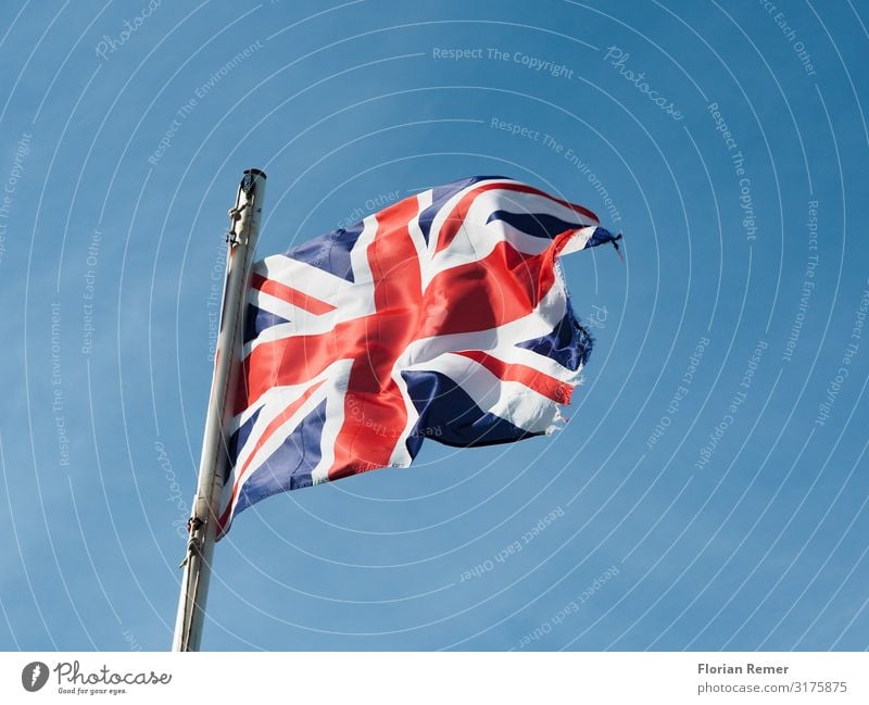 British flag Sign Signs and labeling Line Stripe Flag Esthetic Blue Red White England Wind Colour photo Multicoloured Exterior shot Close-up Detail Pattern