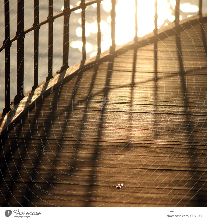 Stories of the fence (X) Water Coast Lanes & trails Fence Handrail Wood Metal Line Maritime Emotions Moody Happy Joie de vivre (Vitality) Safety Protection