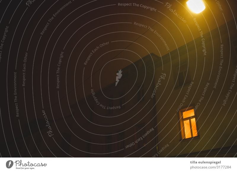 NightLight Small Town Deserted House (Residential Structure) Building Wall (barrier) Wall (building) Facade Window Eaves Illuminate Dark Creepy Cold Warmth