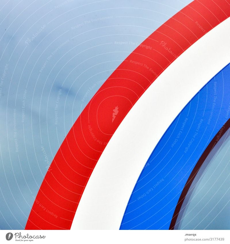 round Clouds Arch Plastic Sign Stripe Cool (slang) Round Blue Red White Esthetic Design Colour Irritation Illustration Colour photo Exterior shot Close-up