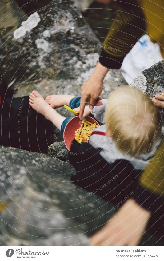 hmm, i'd like to have some pasta, on the rocks Noodles Nutrition Eating Lunch Vegetarian diet Vacation & Travel Tourism Trip Camping Child Toddler