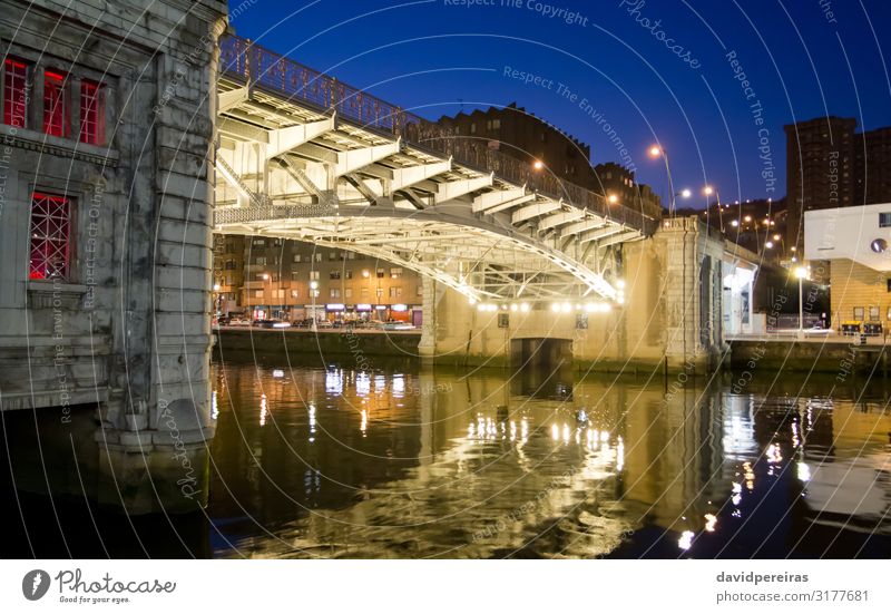 Deusto drawbridge over the Nervión river Vacation & Travel Tourism Nature Landscape Sky River Town Bridge Under Red Basque Bilbao biscay City cityscape country