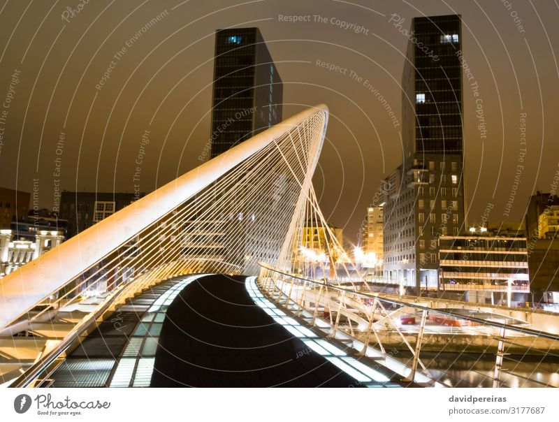 BILBAO, SPAIN - APRIL 02 Office Financial Industry Business Sky River Skyline High-rise Bridge Building Architecture Facade Street Tall Modern New White Arata