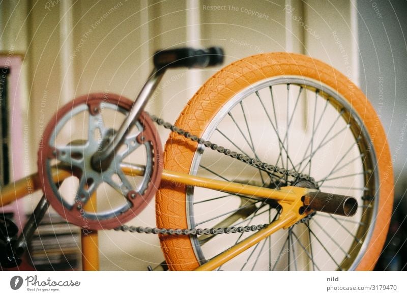 Oldschool BMX restoration BMX bike Bicycle Restoration Sports Cycling Lifestyle Freestyle Orange vintage Retro vintage bike Analogue photo Kodak classic 20inch