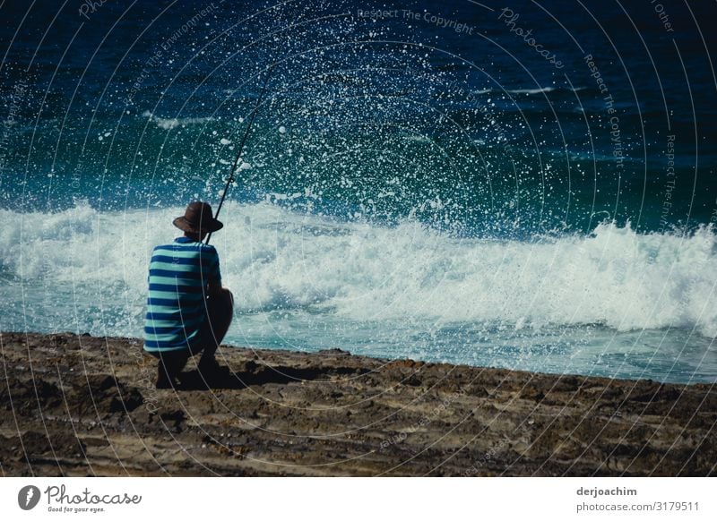 the "old" man and the sea Masculine Senior citizen 1 Human being 60 years and older Environment Summer Beautiful weather Ocean Queensland Australia Deserted