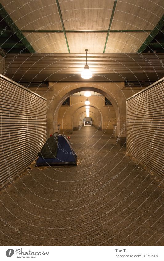 Schönhauser corner Prenzlauer Berg Town Capital city Downtown Old town Pedestrian precinct Deserted Manmade structures Building Poverty Homeless Tent