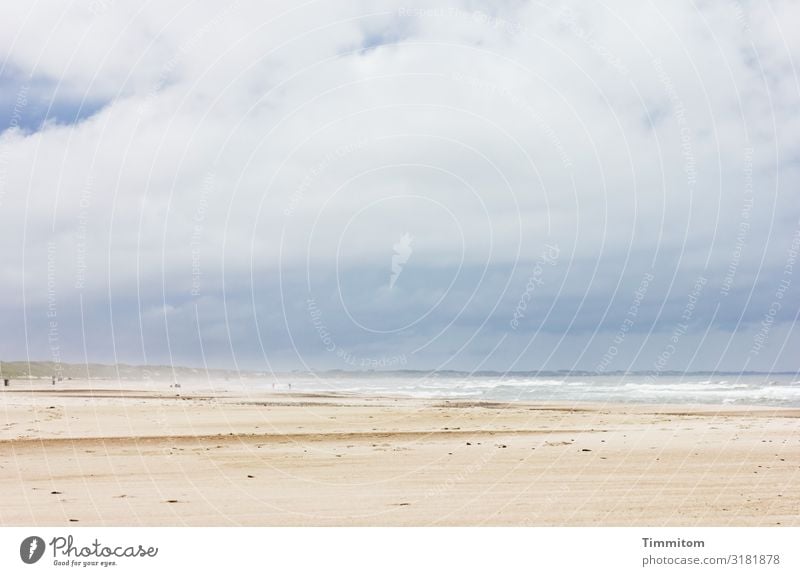 North Sea beach - sky, clouds and waves Denmark Beach Sand Ocean Waves dunes Sky Clouds Weather Blue White Brown Vacation & Travel Nature North Sea coast duene