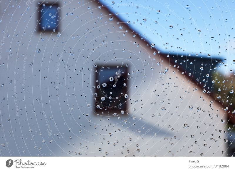 After the rain Sun Weather Rain Facade Window Drop Glass Wet Hope Drops of water Deserted House (Residential Structure) Light Shadow Day