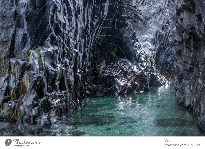 Gole dell'Alcantara² Nature Water Rock Canyon River Sicily Dark Wet Blue Gray Shallow Colour photo Subdued colour Exterior shot Deserted Day Deep depth of field