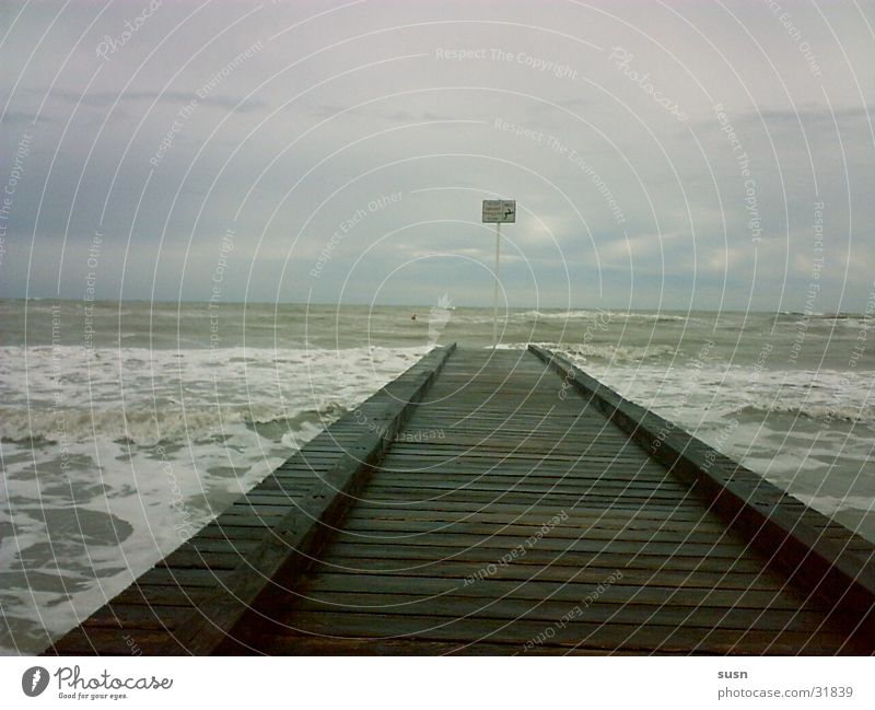 Storm at the beach Beach Ocean Footbridge Gale Dark Water