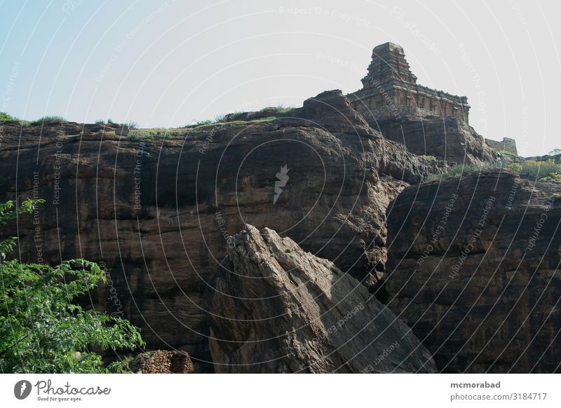 Temple atop Rocky Mountain Hill Building Architecture Stone Bright place of worship Shrine Sanctuary holy place construction Granite Sandstone stonework