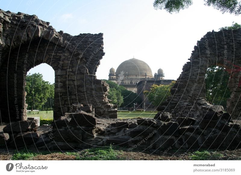 Gumbaz behind Ruins Vacation & Travel Tourism Balcony Monument Esthetic Gol Gumbaz landmark historical Adilshahi dome Arena whispering Gallery Veranda Echo