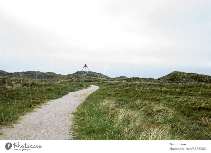 Way to the navigation mark Vacation & Travel Environment Nature Landscape Sky Beautiful weather Plant Dune Tourist Attraction Lanes & trails Bright Natural Blue