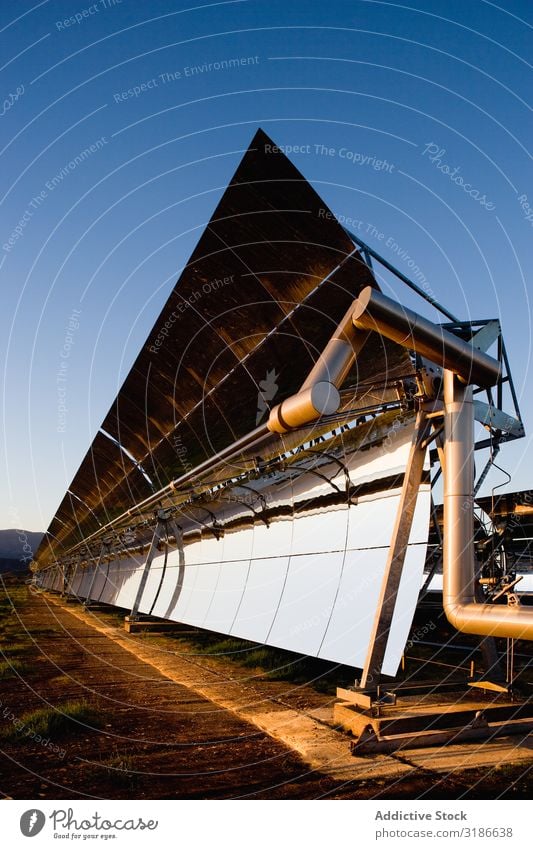 Solar panels on power station Solar Power Panels Station Sky Beautiful weather Reflection Glittering Sunbeam Day Energy Electricity Technology Weather