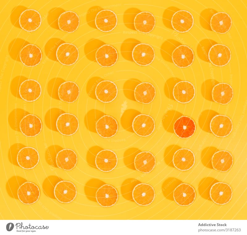 Sliced orange yellow background Orange Fruit Sweet citrus Vitamin Organic Food Healthy Juicy Fresh Diet Natural Tasty Dessert Yellow Set Beautiful Nutrition